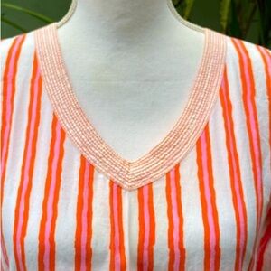 Orange and White Tunic Cover Up